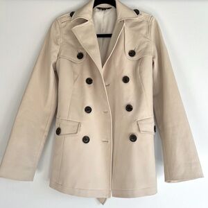 Brooks Brothers Classic Cream Neutral Beige Belted Trench Jacket Size 2 - Used